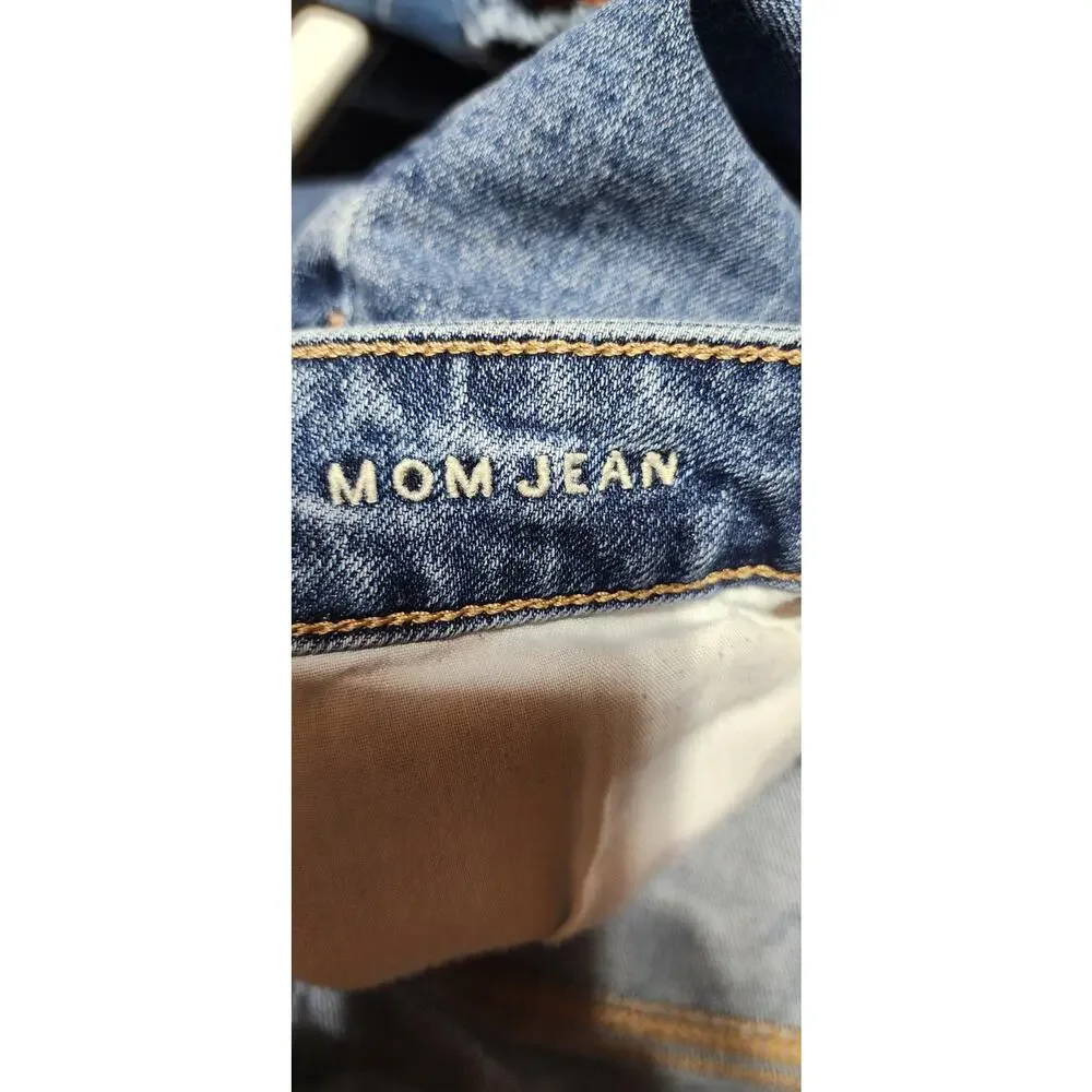 American Eagle Mom Jeans Womens 4 Regular High Rise Stretch‎ Straight Leg Blue